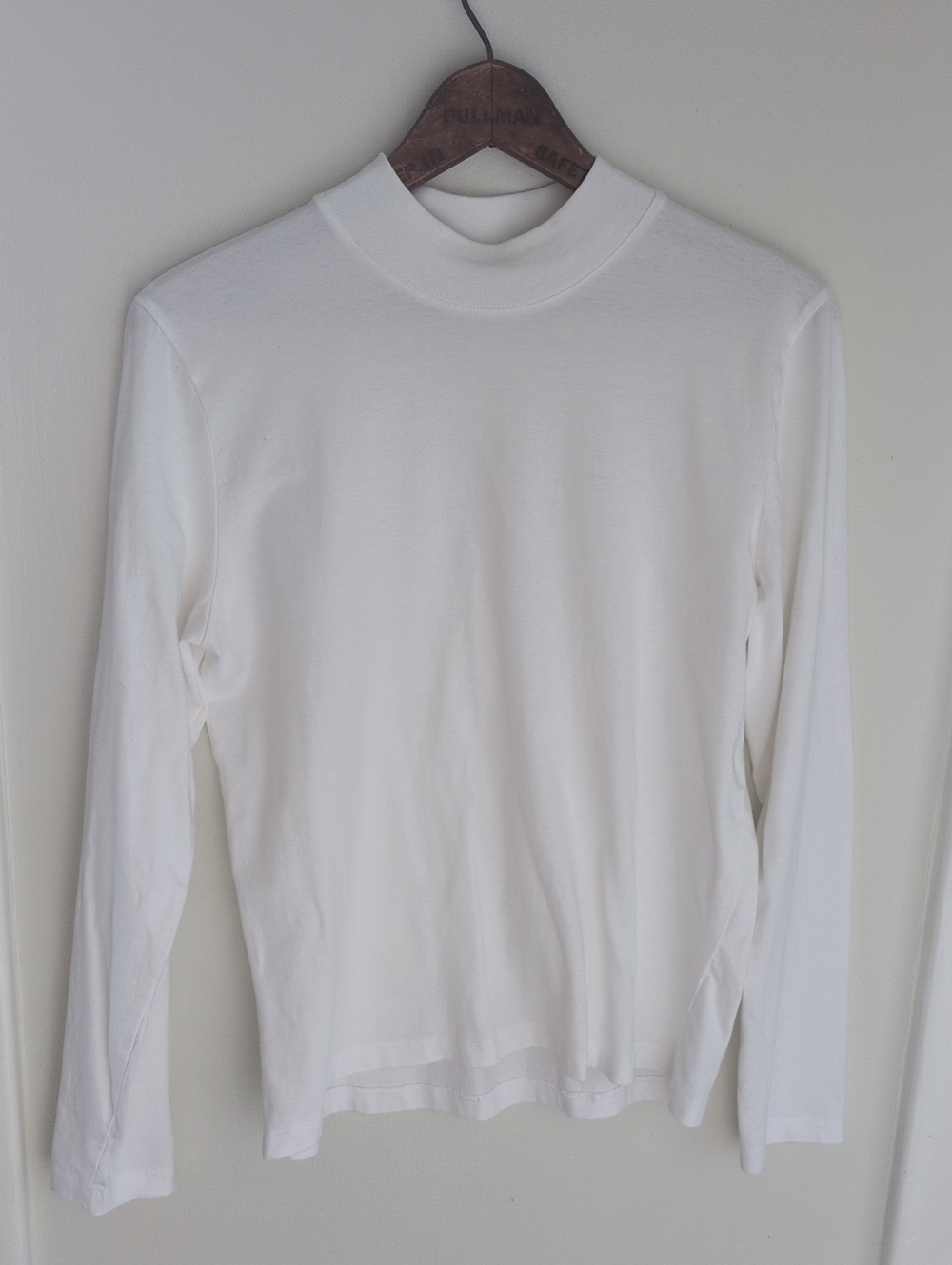 Women's White Mock Neck Long Sleeve Tee